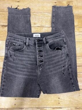 pistola High-Rise Distressed Charcoal Gray Skinny Jeans size 29